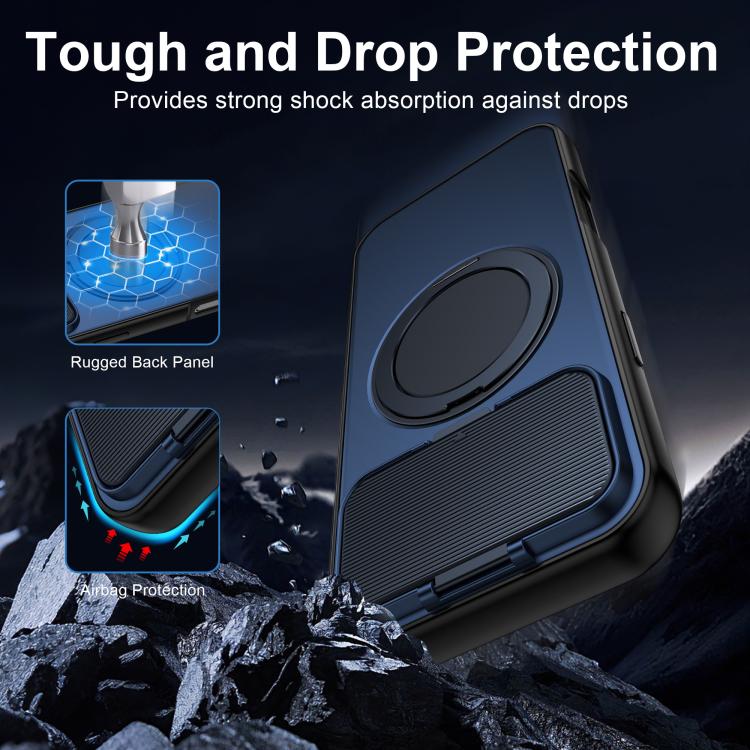 غطاء هاتف هجين من PC وTPU مع درع عدسة دوار مغناطيسي من ShellGod، لهواتف iPhone 17 Pro Max، iPhone 17 Pro