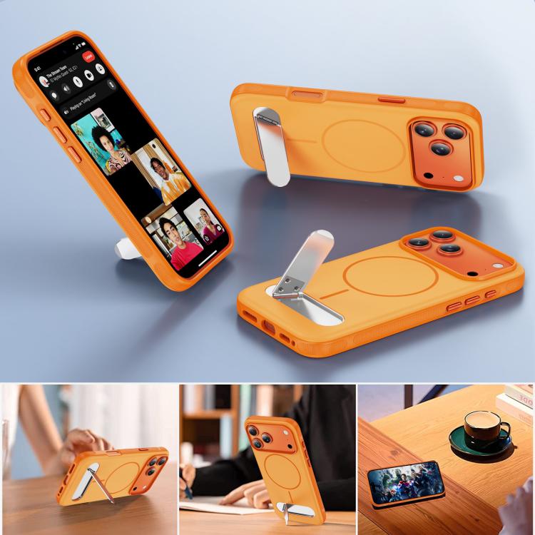 غطاء هاتف مغناطيسي مقلد أصلي بلونين مع حامل، لهواتف iPhone 17 Pro Max، iPhone 17 Pro