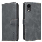 غطاء هاتف من الجلد النباتي بنقشة جلد العجل بلون صلب مع حماية RFID، لهواتف iPhone XS Max، iPhone 6 Plus/7 Plus/8 Plus، iPhone 6 / 7 / 8