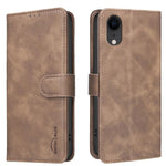 غطاء هاتف من الجلد النباتي بنقشة جلد العجل بلون صلب مع حماية RFID، لهواتف iPhone XS Max، iPhone 6 Plus/7 Plus/8 Plus، iPhone 6 / 7 / 8