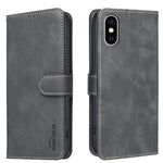 غطاء هاتف من الجلد النباتي بنقشة جلد العجل بلون صلب مع حماية RFID، لهواتف iPhone XS Max، iPhone 6 Plus/7 Plus/8 Plus، iPhone 6 / 7 / 8