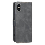 غطاء هاتف من الجلد النباتي بنقشة جلد العجل بلون صلب مع حماية RFID، لهواتف iPhone XS Max، iPhone 6 Plus/7 Plus/8 Plus، iPhone 6 / 7 / 8