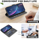 غطاء هاتف من الجلد النباتي بنقشة جلد العجل بلون صلب مع حماية RFID، لهواتف iPhone XS Max، iPhone 6 Plus/7 Plus/8 Plus، iPhone 6 / 7 / 8