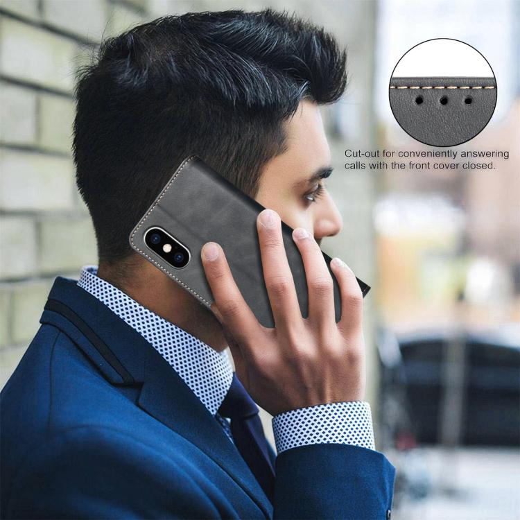 غطاء هاتف من الجلد النباتي بنقشة جلد العجل بلون صلب مع حماية RFID، لهواتف iPhone XS Max، iPhone 6 Plus/7 Plus/8 Plus، iPhone 6 / 7 / 8