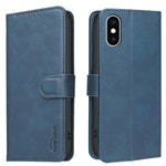 غطاء هاتف من الجلد النباتي بنقشة جلد العجل بلون صلب مع حماية RFID، لهواتف iPhone XS Max، iPhone 6 Plus/7 Plus/8 Plus، iPhone 6 / 7 / 8