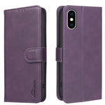 غطاء هاتف من الجلد النباتي بنقشة جلد العجل بلون صلب مع حماية RFID، لهواتف iPhone XS Max، iPhone 6 Plus/7 Plus/8 Plus، iPhone 6 / 7 / 8
