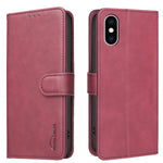 غطاء هاتف من الجلد النباتي بنقشة جلد العجل بلون صلب مع حماية RFID، لهواتف iPhone XS Max، iPhone 6 Plus/7 Plus/8 Plus، iPhone 6 / 7 / 8