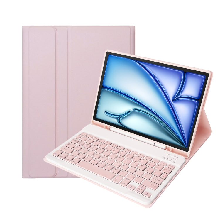 غطاء حماية بلوحة مفاتيح بلوتوث رفيع للغاية من ABS بلون حلوى قابل للفصل لجهاز iPad Air 11 2024 / 2025 / Air 4 2020 / Air 5 2022 مع حامل وفتحة قلم، A098B