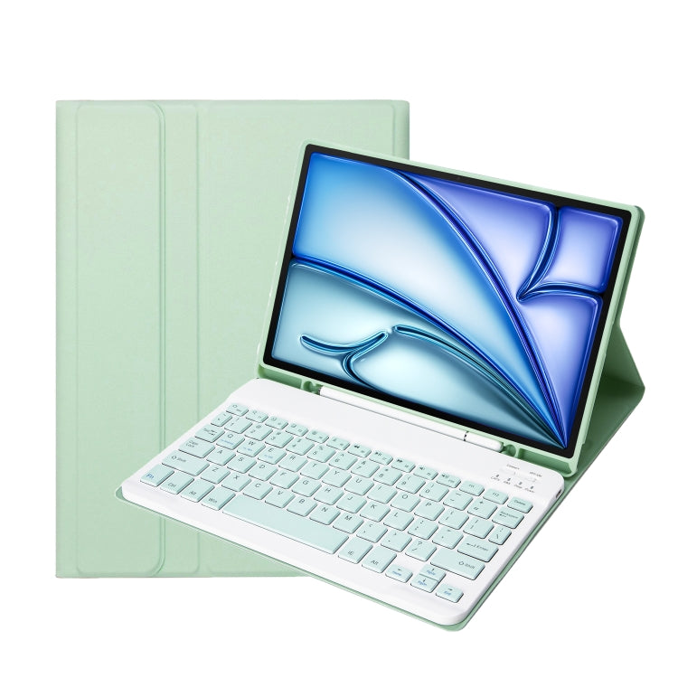 غطاء حماية بلوحة مفاتيح بلوتوث رفيع للغاية من ABS بلون حلوى قابل للفصل لجهاز iPad Air 11 2024 / 2025 / Air 4 2020 / Air 5 2022 مع حامل وفتحة قلم، A098B