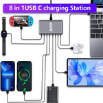 شاحن مكتبي سريع GaN عالي الطاقة بثمانية منافذ USB-C / Type-C وUSB-A بقوة 600 واط، قابس الاتحاد الأوروبي، قابس الولايات المتحدة، قابس المملكة المتحدة، قابس أستراليا