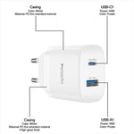 مجموعة شاحن سريع بمنفذين USB وType-C بقوة 45 واط من Yesido، قابس الاتحاد الأوروبي، قابس المملكة المتحدة، قابس الولايات المتحدة