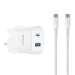 مجموعة شاحن سريع بمنفذين USB وType-C بقوة 45 واط من Yesido، قابس الاتحاد الأوروبي، قابس المملكة المتحدة، قابس الولايات المتحدة