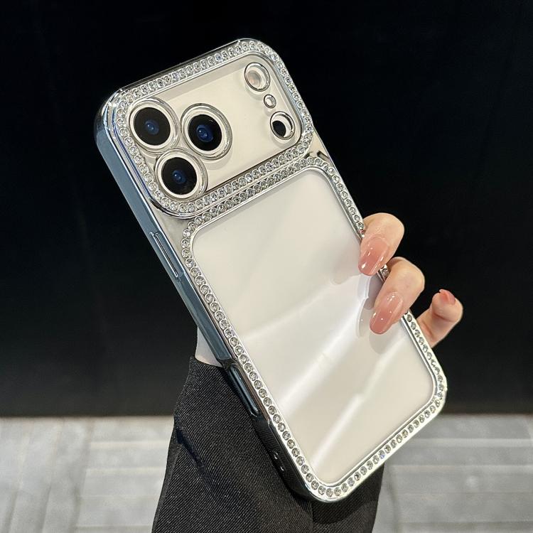 غطاء هاتف من PC مطلي بالكهرباء مع TPU وهالة من الأحجار الكريمة، لهواتف iPhone 17 Pro Max و iPhone 17 Pro