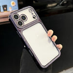 غطاء هاتف من PC مطلي بالكهرباء مع TPU وهالة من الأحجار الكريمة، لهواتف iPhone 17 Pro Max و iPhone 17 Pro