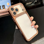 غطاء هاتف من PC مطلي بالكهرباء مع TPU وهالة من الأحجار الكريمة، لهواتف iPhone 17 Pro Max و iPhone 17 Pro