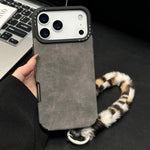 غطاء هاتف من قماش الشامواه الصناعي TPU مع حبل أرنب مطبوع على الشاشة، لهواتف iPhone 17 Pro Max و iPhone 17 Pro و iPhone 17 و iPhone 16 Pro Max و iPhone 16 Pro و iPhone 16 و iPhone 15 Pro Max و iPhone 15 Pro