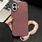 غطاء هاتف من قماش الشامواه الصناعي TPU مع حبل أرنب مطبوع على الشاشة، لهواتف iPhone 17 Pro Max و iPhone 17 Pro و iPhone 17 و iPhone 16 Pro Max و iPhone 16 Pro و iPhone 16 و iPhone 15 Pro Max و iPhone 15 Pro