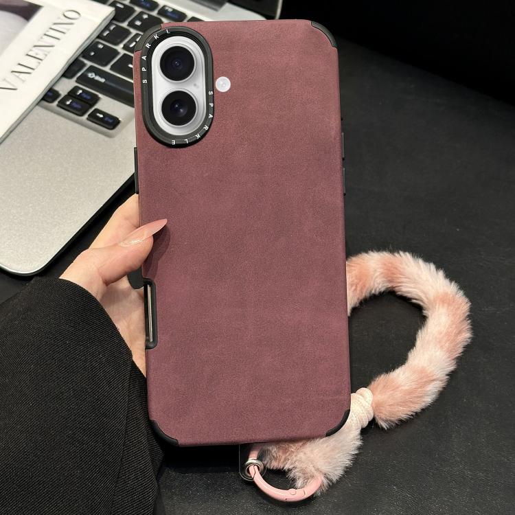 غطاء هاتف من قماش الشامواه الصناعي TPU مع حبل أرنب مطبوع على الشاشة، لهواتف iPhone 17 Pro Max و iPhone 17 Pro و iPhone 17 و iPhone 16 Pro Max و iPhone 16 Pro و iPhone 16 و iPhone 15 Pro Max و iPhone 15 Pro