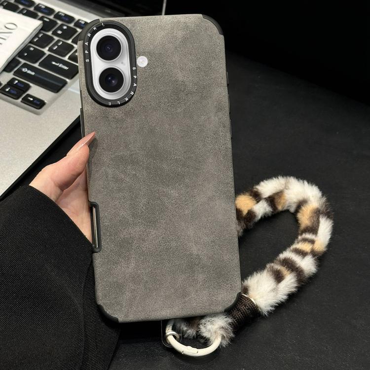 غطاء هاتف من قماش الشامواه الصناعي TPU مع حبل أرنب مطبوع على الشاشة، لهواتف iPhone 17 Pro Max و iPhone 17 Pro و iPhone 17 و iPhone 16 Pro Max و iPhone 16 Pro و iPhone 16 و iPhone 15 Pro Max و iPhone 15 Pro