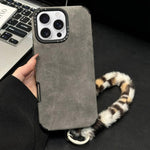 غطاء هاتف من قماش الشامواه الصناعي TPU مع حبل أرنب مطبوع على الشاشة، لهواتف iPhone 17 Pro Max و iPhone 17 Pro و iPhone 17 و iPhone 16 Pro Max و iPhone 16 Pro و iPhone 16 و iPhone 15 Pro Max و iPhone 15 Pro