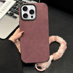 غطاء هاتف من قماش الشامواه الصناعي TPU مع حبل أرنب مطبوع على الشاشة، لهواتف iPhone 17 Pro Max و iPhone 17 Pro و iPhone 17 و iPhone 16 Pro Max و iPhone 16 Pro و iPhone 16 و iPhone 15 Pro Max و iPhone 15 Pro