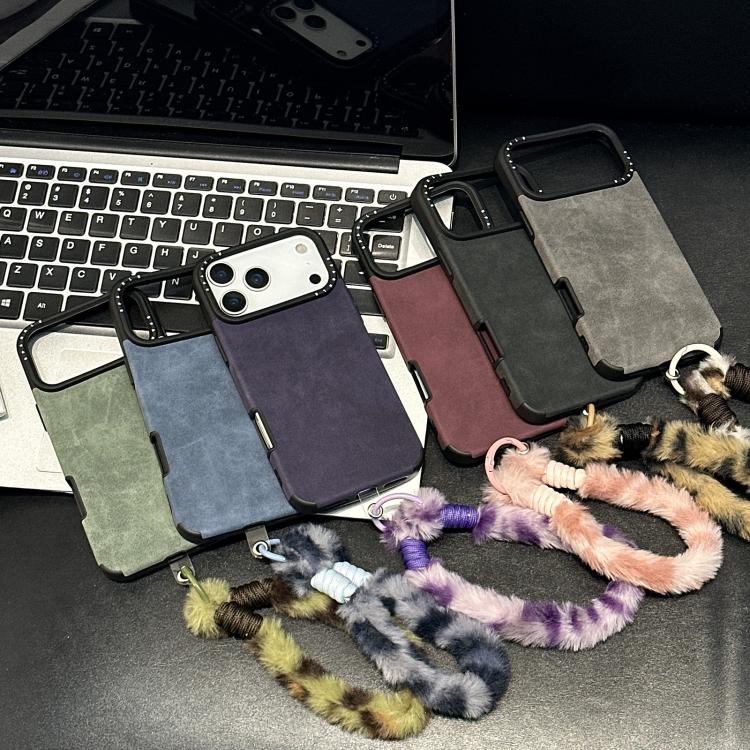 غطاء هاتف من قماش الشامواه الصناعي TPU مع حبل أرنب مطبوع على الشاشة، لهواتف iPhone 17 Pro Max و iPhone 17 Pro و iPhone 17 و iPhone 16 Pro Max و iPhone 16 Pro و iPhone 16 و iPhone 15 Pro Max و iPhone 15 Pro