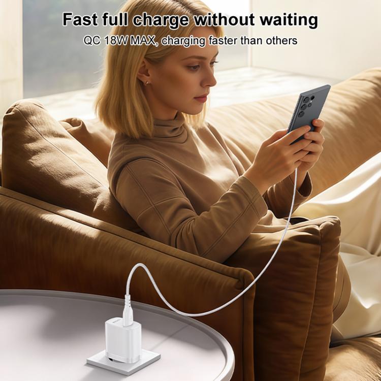 مجموعة شاحن USB بواجهة واحدة بقوة 18 واط من Yesido مع كابل USB إلى Type-C، قابس الاتحاد الأوروبي، قابس المملكة المتحدة، قابس الولايات المتحدة