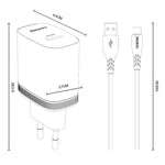 مجموعة شاحن USB بواجهة واحدة بقوة 18 واط من Yesido مع كابل USB إلى Type-C، قابس الاتحاد الأوروبي، قابس المملكة المتحدة، قابس الولايات المتحدة