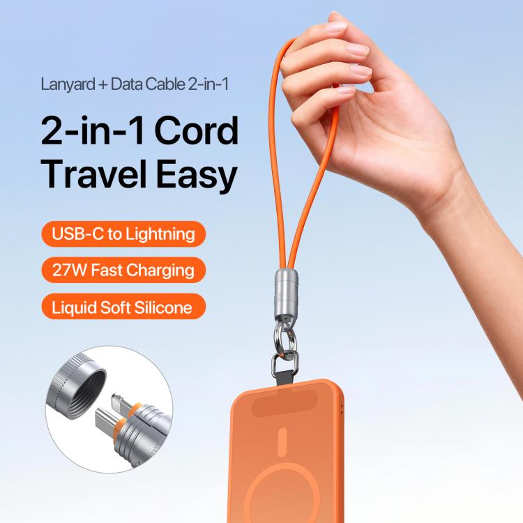 سلسلة DUX DUCIS LCBA 27 واط كابل بيانات شحن سريع من نوع Type-C إلى 8 بن مع حبل، الطول: 30 سم، Type-C إلى 8 بن