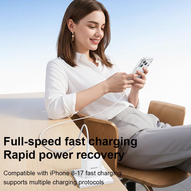 مجموعة شاحن Yesido YC19U PD20W USB-C / Type-C ومنافذ مزدوجة QC18W USB-A مع كابل Type-C إلى Type-C، YC19U