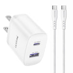 مجموعة شاحن سريع Yesido PD35W من نوع Type-C و USB مع كابل Type-C إلى Type-C، قابس الولايات المتحدة، قابس الاتحاد الأوروبي، قابس المملكة المتحدة
