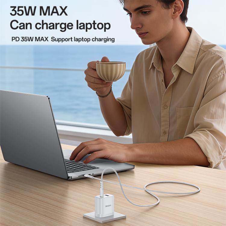 مجموعة شاحن سريع Yesido PD35W من نوع Type-C و USB مع كابل Type-C إلى Type-C، قابس الولايات المتحدة، قابس الاتحاد الأوروبي، قابس المملكة المتحدة