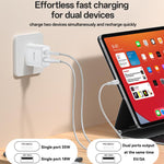 مجموعة شاحن سريع Yesido PD35W من نوع Type-C و USB مع كابل Type-C إلى Type-C، قابس الولايات المتحدة، قابس الاتحاد الأوروبي، قابس المملكة المتحدة