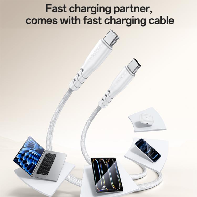 مجموعة شاحن سريع Yesido PD35W من نوع Type-C و USB مع كابل Type-C إلى Type-C، قابس الولايات المتحدة، قابس الاتحاد الأوروبي، قابس المملكة المتحدة