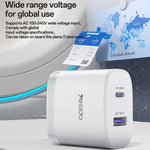مجموعة شاحن سريع Yesido PD35W من نوع Type-C و USB مع كابل Type-C إلى Type-C، قابس الولايات المتحدة، قابس الاتحاد الأوروبي، قابس المملكة المتحدة