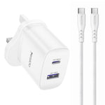 مجموعة شاحن سريع Yesido PD35W من نوع Type-C و USB مع كابل Type-C إلى Type-C، قابس الولايات المتحدة، قابس الاتحاد الأوروبي، قابس المملكة المتحدة