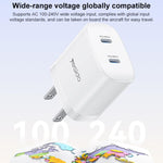 Yesido PD45W Dual Type-C Fast Charger Kit with Type-C to Type-C Cable, US Plug, EU Plug, UK Plug