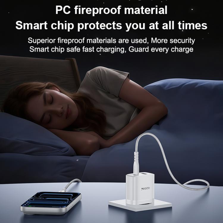 مجموعة شاحن Yesido YC106 PD20W USB-C / Type-C ومنافذ مزدوجة QC18W USB-A مع كابل Type-C إلى Type-C، YC106