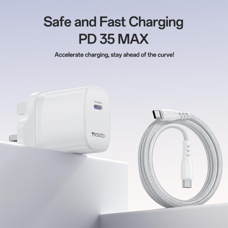 مجموعة شاحن سريع منفذ واحد Yesido YC153 PD35W USB-C / Type-C مع كابل Type-C إلى Type-C، YC153