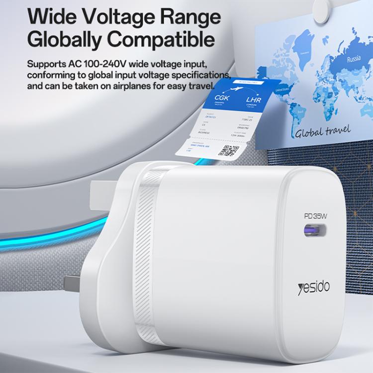مجموعة شاحن سريع منفذ واحد Yesido YC153 PD35W USB-C / Type-C مع كابل Type-C إلى Type-C، YC153