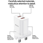 مجموعة شاحن Yesido YC150 بقدرة 12W و2.4A مع منفذي USB وكابل بيانات USB بطول 1 متر إلى Type-C، YC150