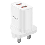 مجموعة شاحن Yesido YC150 بقدرة 12W و2.4A مع منفذي USB وكابل بيانات USB بطول 1 متر إلى Type-C، YC150