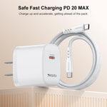 مجموعة شاحن Yesido YC18U PD20W Type-C مع كابل بيانات Type-C إلى Type-C بطول 1 متر، YC18U