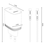 مجموعة شاحن Yesido YC105 PD20W Type-C مع كابل بيانات Type-C إلى Type-C بطول 1 متر، YC105