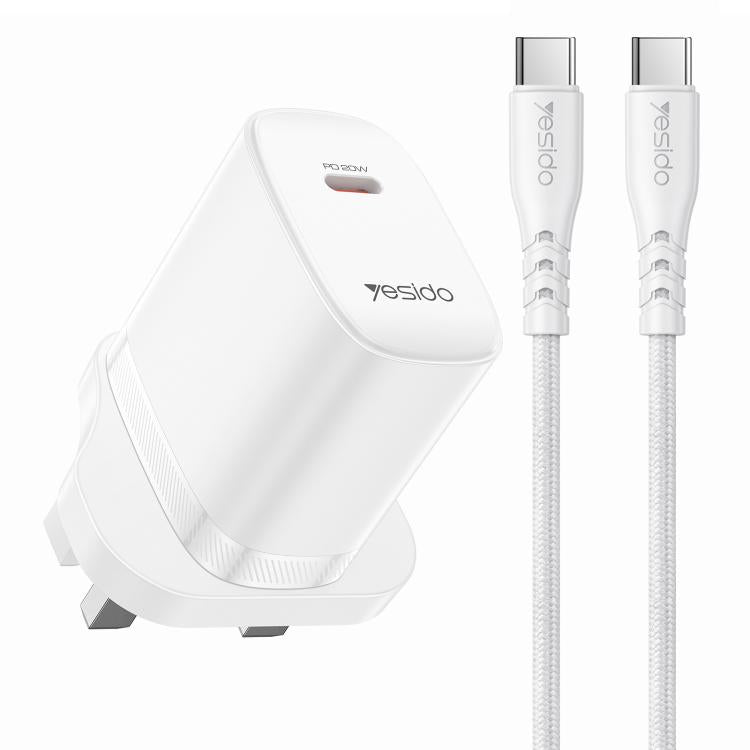 مجموعة شاحن Yesido YC151 PD20W Type-C مع كابل بيانات Type-C إلى Type-C بطول 1 متر، YC151