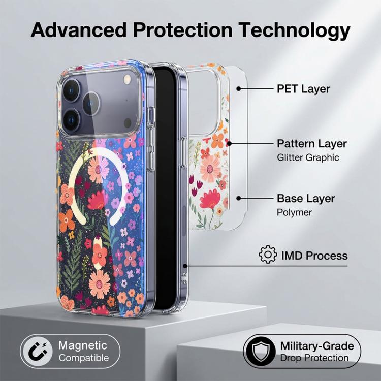 حافظة هاتف مغناطيسية من سلسلة IMD Blue Light Jungle، لهاتف iPhone 13 Pro Max، لهاتف iPhone 13 Pro