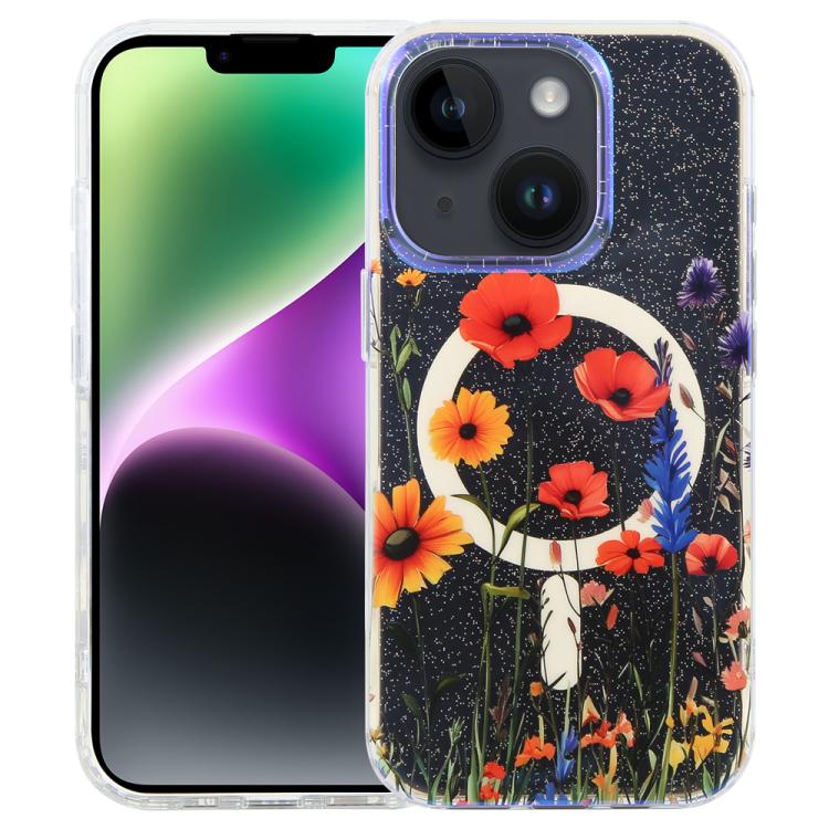 غطاء هاتف مغناطيسي من سلسلة الغابة الزرقاء IMD، لهواتف iPhone 16 و iPhone 15 Pro Max و iPhone 15 Pro و iPhone 15 Plus / 14 Plus و iPhone 15 و iPhone 14 / 13 و iPhone 14 Pro و iPhone 14 Pro Max