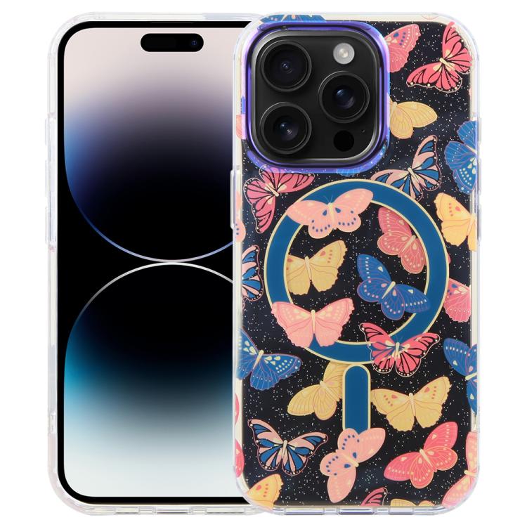 غطاء هاتف مغناطيسي من سلسلة الغابة الزرقاء IMD، لهواتف iPhone 16 و iPhone 15 Pro Max و iPhone 15 Pro و iPhone 15 Plus / 14 Plus و iPhone 15 و iPhone 14 / 13 و iPhone 14 Pro و iPhone 14 Pro Max