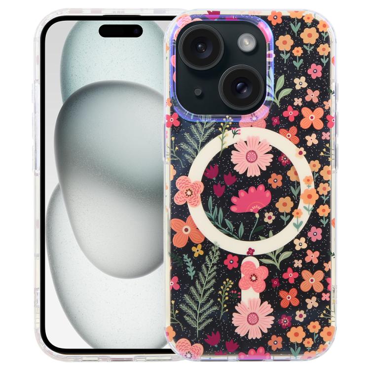 غطاء هاتف مغناطيسي من سلسلة الغابة الزرقاء IMD، لهواتف iPhone 16 و iPhone 15 Pro Max و iPhone 15 Pro و iPhone 15 Plus / 14 Plus و iPhone 15 و iPhone 14 / 13 و iPhone 14 Pro و iPhone 14 Pro Max
