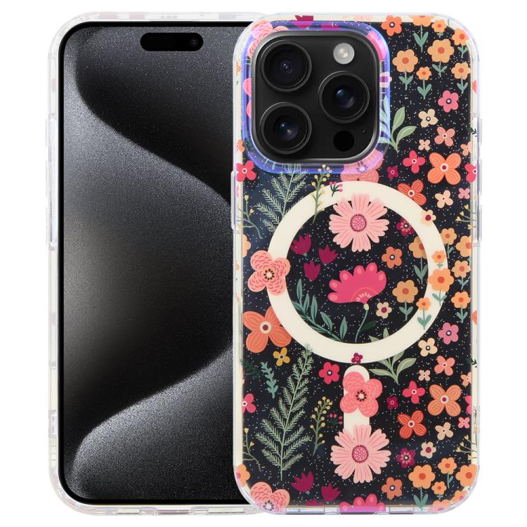 غطاء هاتف مغناطيسي من سلسلة الغابة الزرقاء IMD، لهواتف iPhone 16 و iPhone 15 Pro Max و iPhone 15 Pro و iPhone 15 Plus / 14 Plus و iPhone 15 و iPhone 14 / 13 و iPhone 14 Pro و iPhone 14 Pro Max
